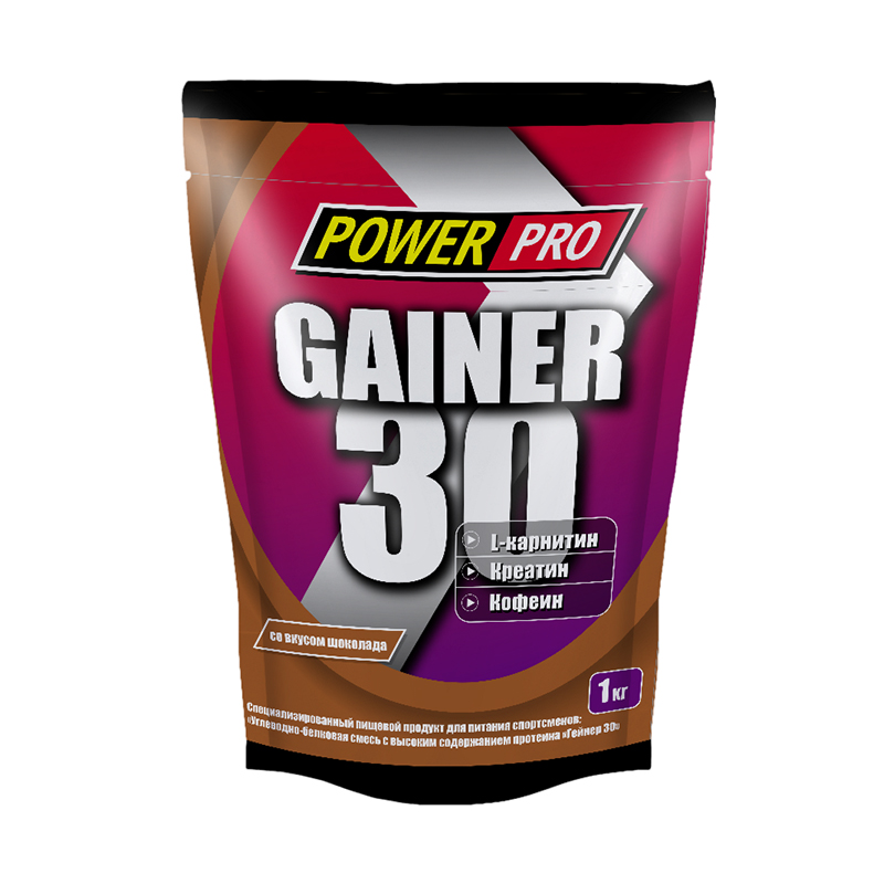 Gainer 30, Шоколад, 1000 г, Power Pro