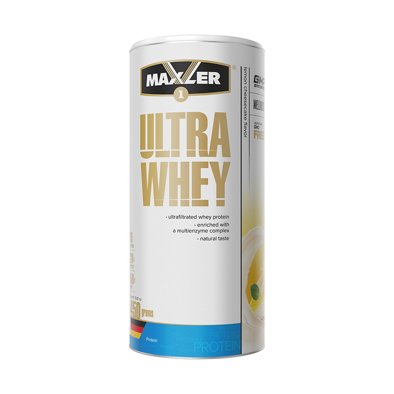 Ultra Whey, Лимоный чизкейк, 450 г, Maxler