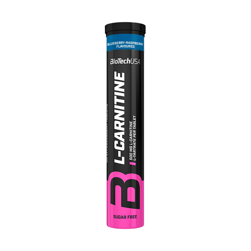 L-Carnitine Effervescent 500 mg, черника-малина, 20 таблеток, BioTech USA
