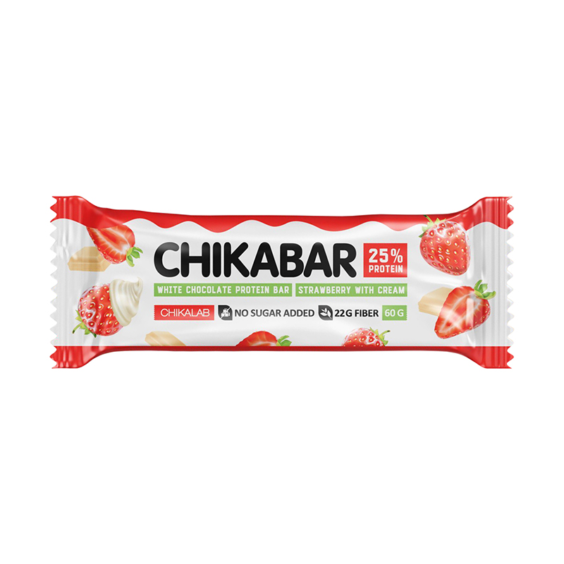 Батончик Chikabar, Клубника со сливками, 60 грамм, Chikalab