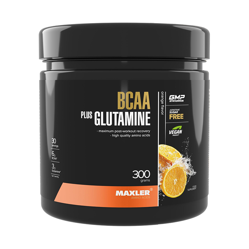 BCAA+Glutamine, Апельсин, 300 г, Maxler