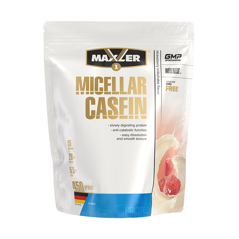 Micellar Casein, Клубника, 450 г, Maxler