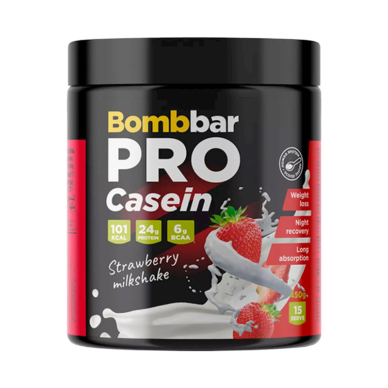 Bombbar PRO Casein Клубничный милкшейк 450 г