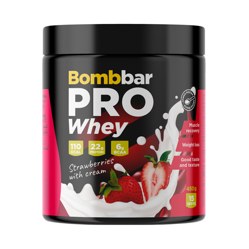 Bombbar PRO Whey Клубника со сливками 450 г