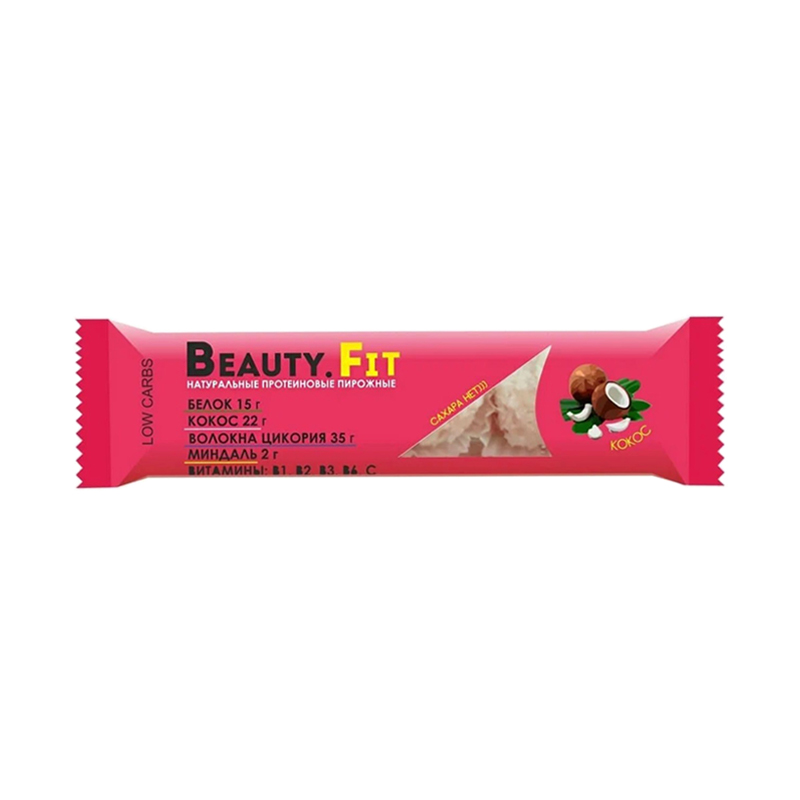 Кокосовое пирожное с протеином Low Carbs Кокос 66 г Beauty Fit