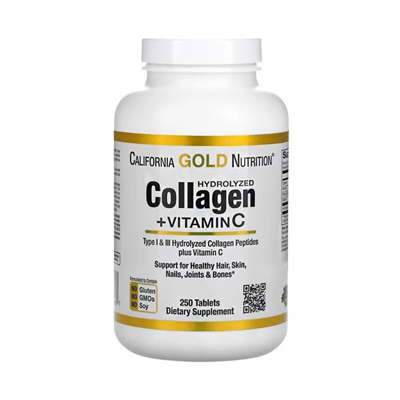 California Gold Nutrition Hydrolyzed Collagen + Vitamin C 250 таблеток