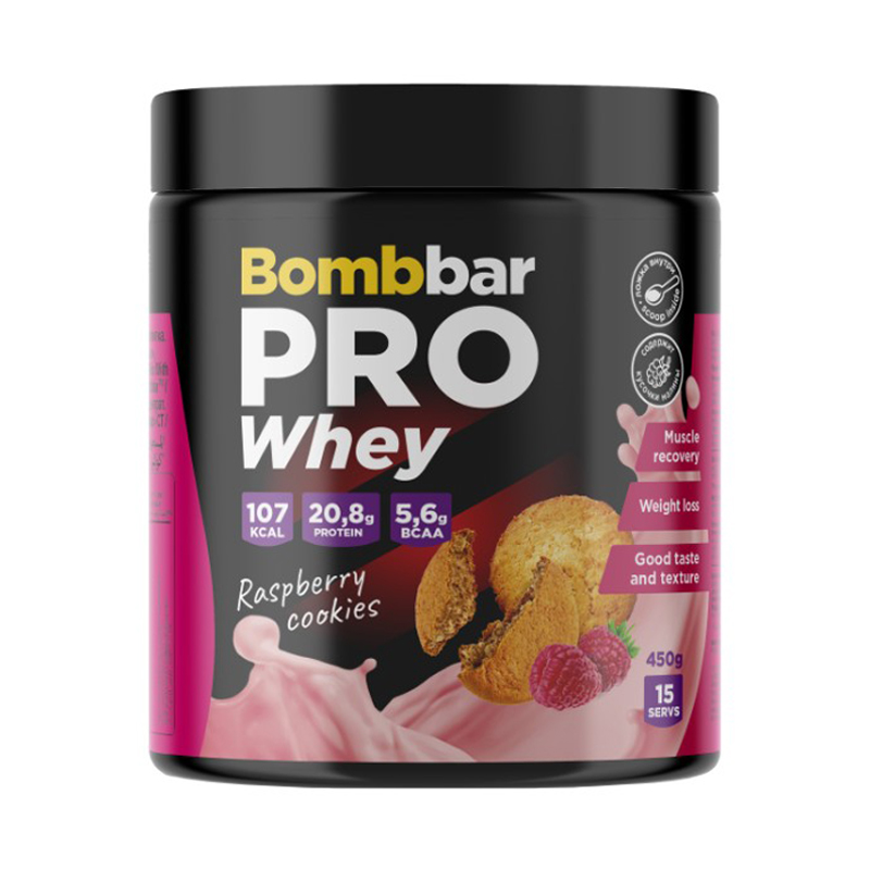 Bombbar PRO Whey Малиновое печенье 450 г