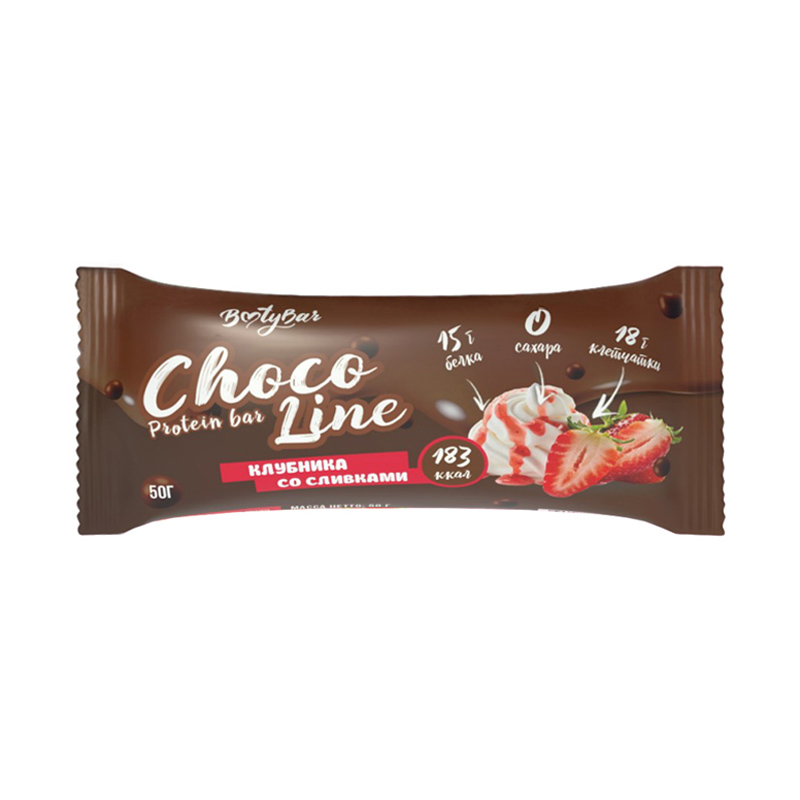 BootyBar Choco Line Клубника со сливками 50 г