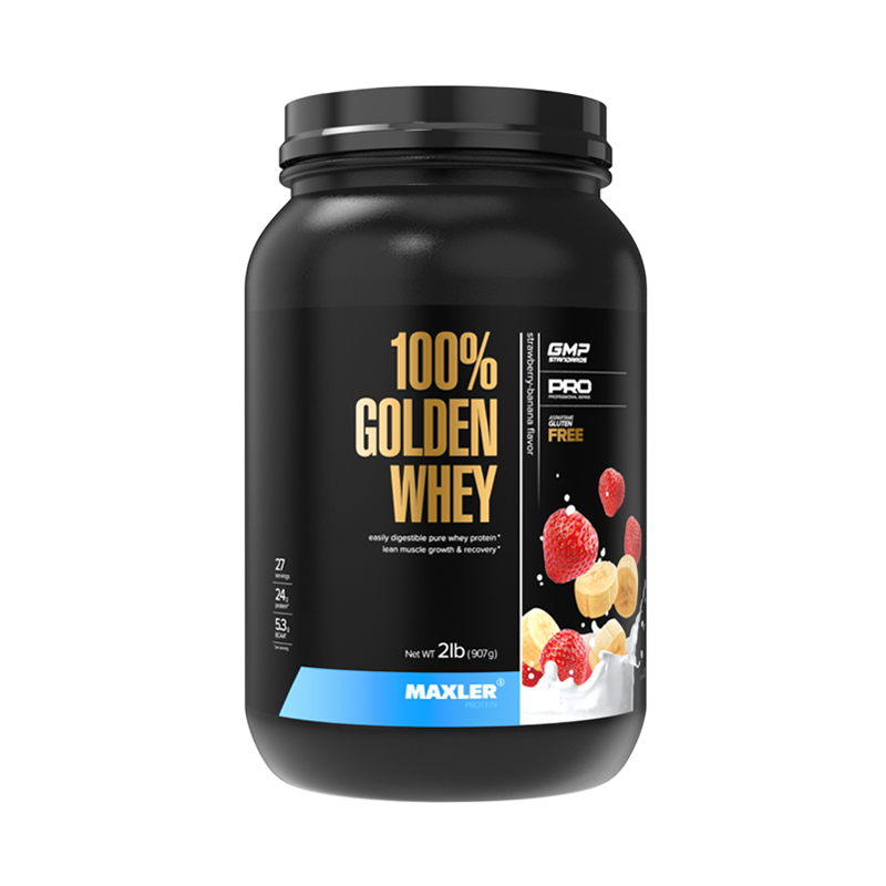 Maxler 100% Golden Whey Клубника-банан 907 г